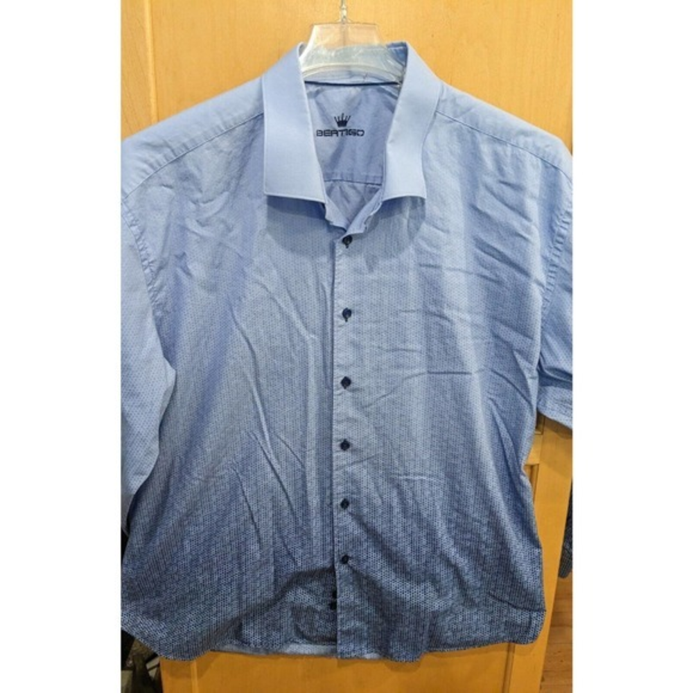 BERTIGO Blue Button‎ Front Men's Casual Shirt Size XL Italy